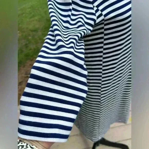 J. Crew Factory Women’s pullover dress striped navy/white Medium casual preppy - Picture 4 of 8